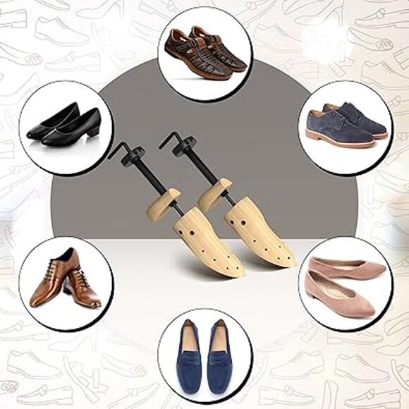 New Medipaq  Womens Size 4-9 Two Premium Pine Adjustable 4-Way Shoe Stretchers - Picture 5 of 6